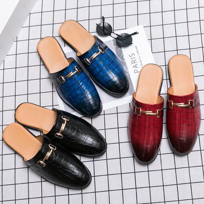 Patent Leather Brands Designer Mens Casual Business Italian Plus Size 45 Men Half Shoes Drop Ship Mules Man Black Slides Slipper