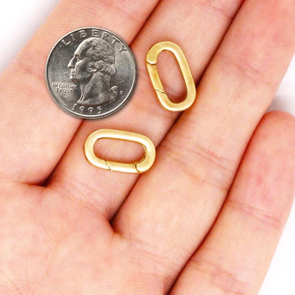 10PCS Jewelry Clasps Clasps for Jewelry Making, 18K Gold Oval Clasp, Necklace Clasps and Closures Spring Ring Clasp, Carabiner Charm Clasp for