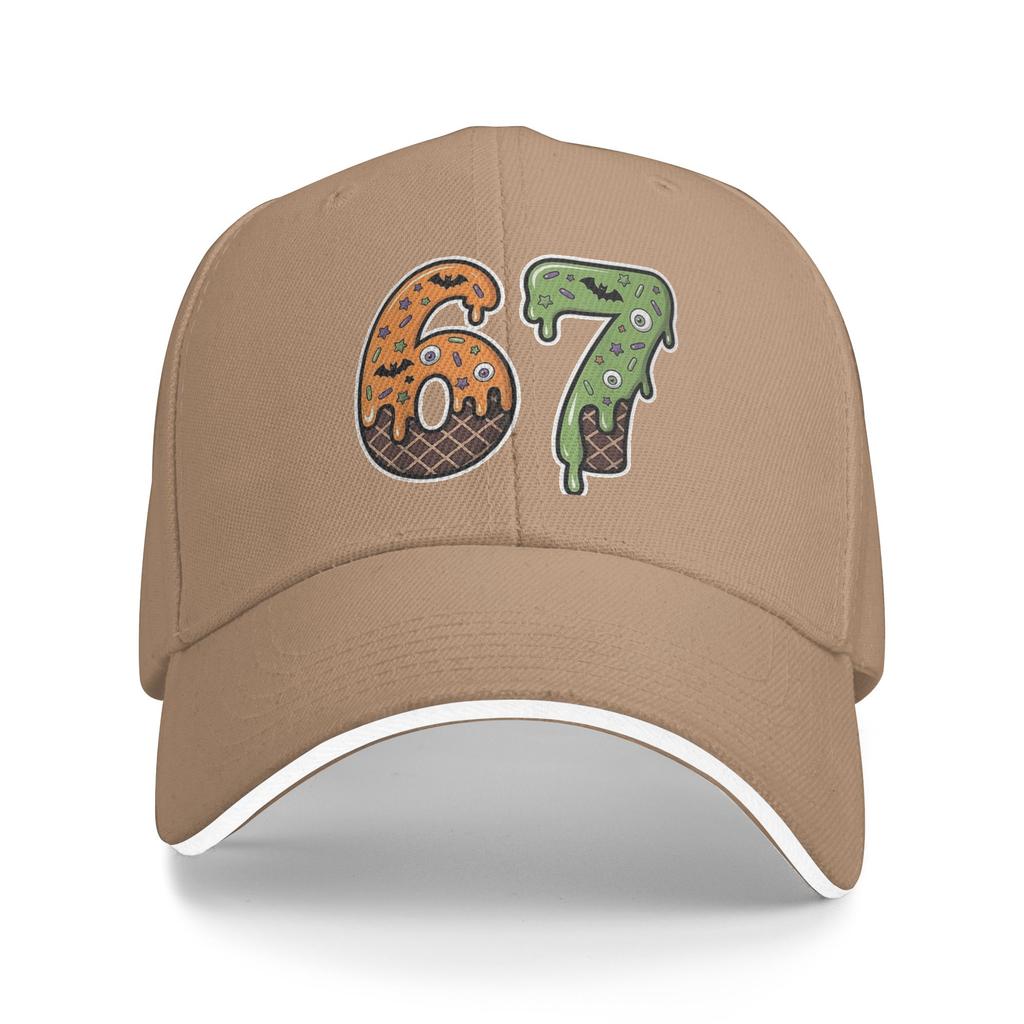 67 Sorvete Halloween 67 Meme Engraçado Seis Sete Geração Alfa 67 Sol Boné de Beisebol Primavera Boné Trucker Homens Tênis Skate Boné Snapback