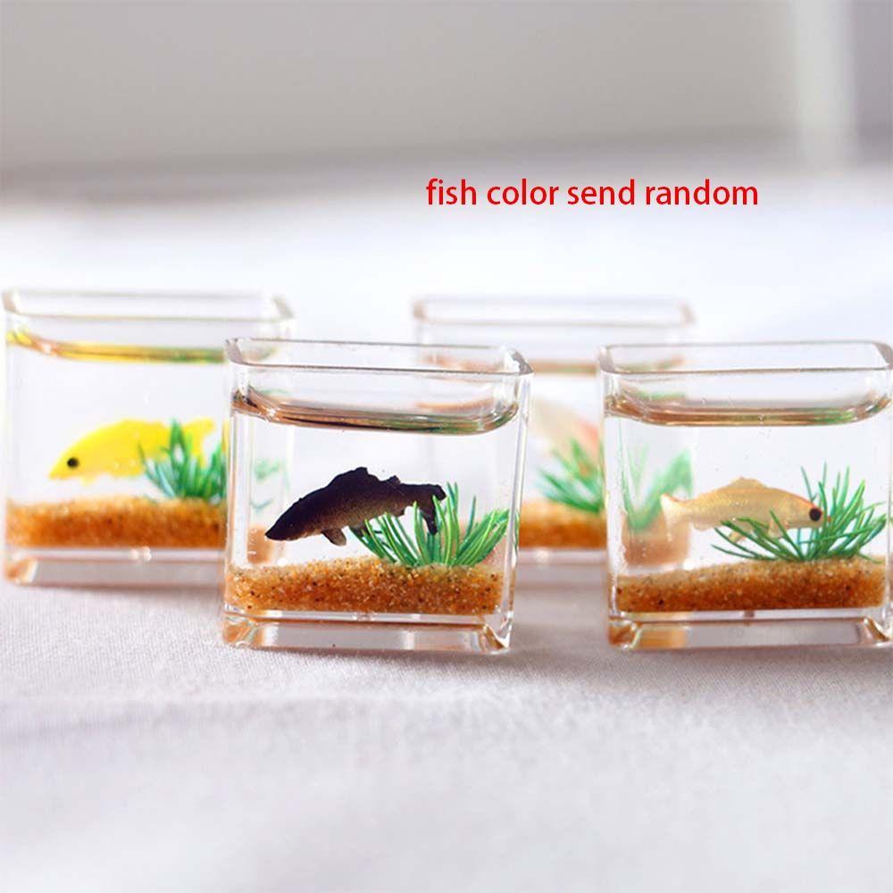 Scene Model Miniature Fish Bowl Miniature Fish Tank Dollhouse Miniature Glass Fish Tank Model