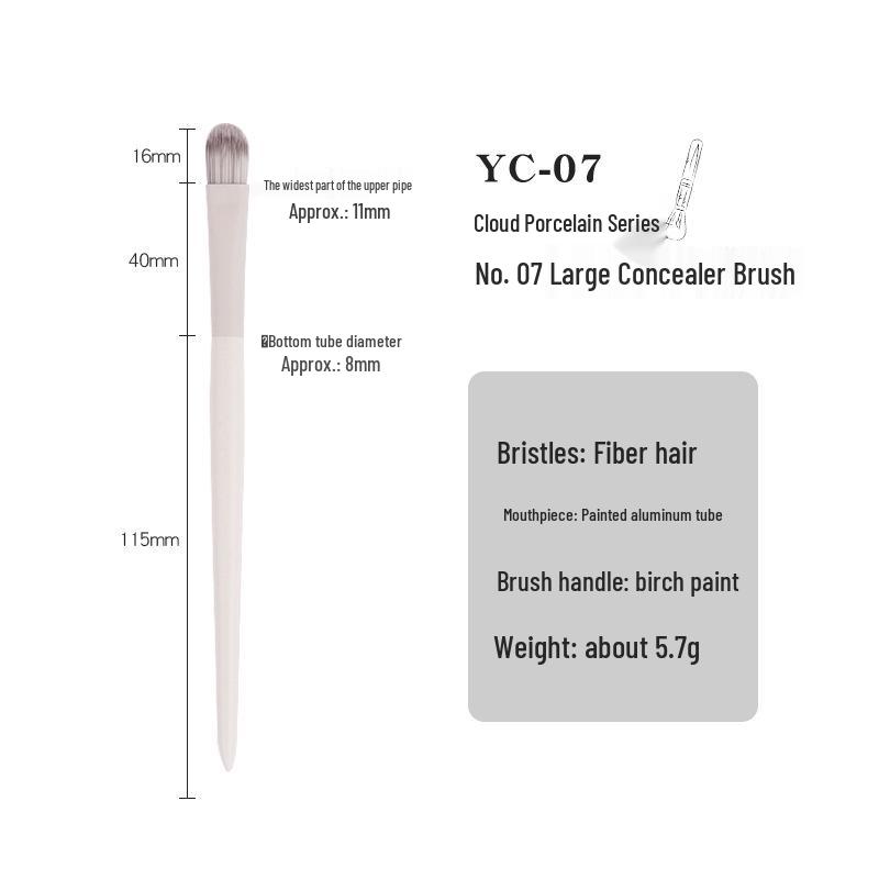 Cloud Porcelain Stippling Blush & Highlight Brush – Angled Round Head with Half-Fan Design