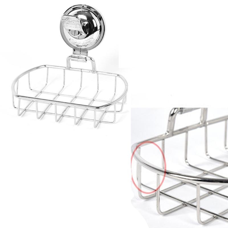 Rustproof Bathroom Soap Holder Space Saving Stainless Steel Vacuum Suction Organiser For Shower Sink Countertop