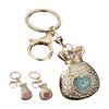 Decorative Key Ring Rhinestone Lucky Bag Keychain, Good Luck Fortune Keyring, Luxury Chain Love Heart Pouch Charm for Handbags Backpacks