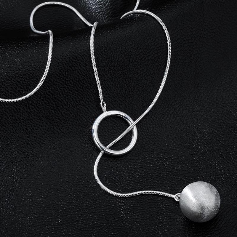 Collana di Perle Minimalista da Donna, Argento Sterling S925, Lunga Catena da Maglione Regolabile