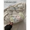 Decorative Buckle Detailing, Stitching, Chain Strap Shoulder Bag, Women's Decorative Buckle Shoulder Bag, Street Fashion Hobo Bag