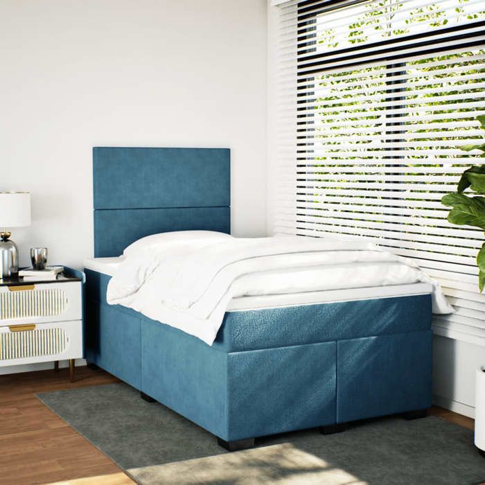 Maison Exclusive - Sommier à lattes de lit et matelas bleu 120x190 cm velours