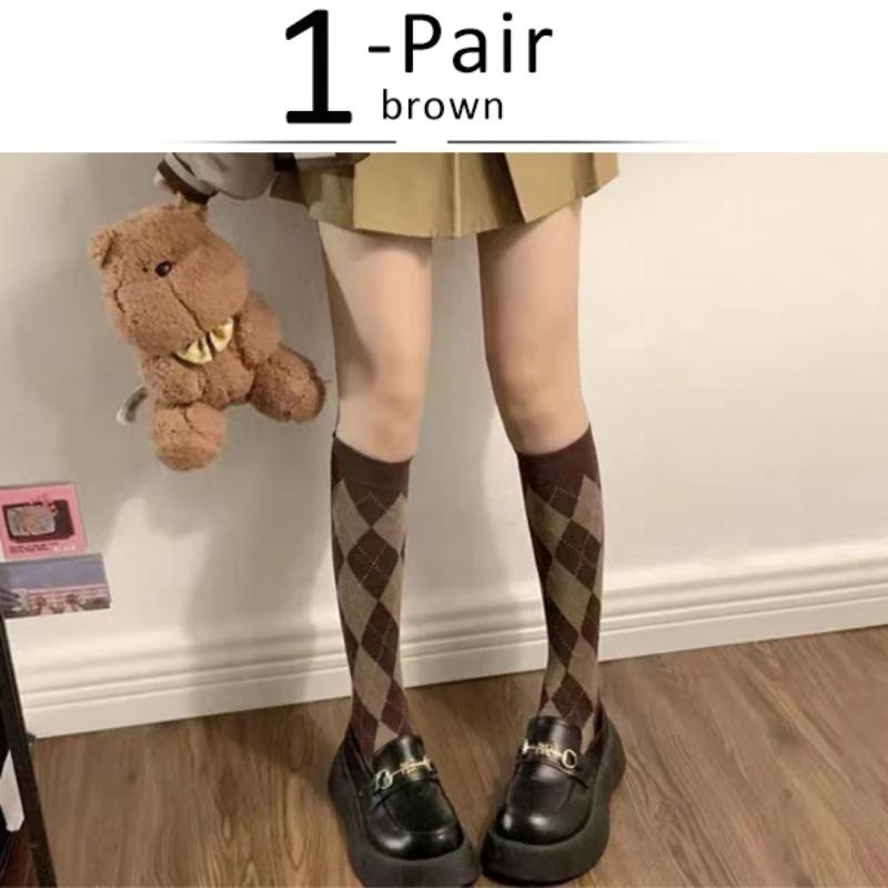 

Длинные женские носки из хлопка с бриллиантами, теплые, высокие, женские, уличная мода, повседневные, до колена EUR36-40 коричневый