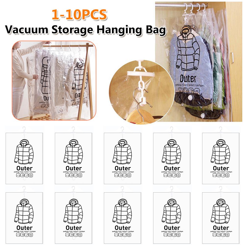 1-10PCS Vacuum Storage Hanging Bag Dustproof Clothes Compression Storage Bag Space Saving for Clothes Down Overcoat