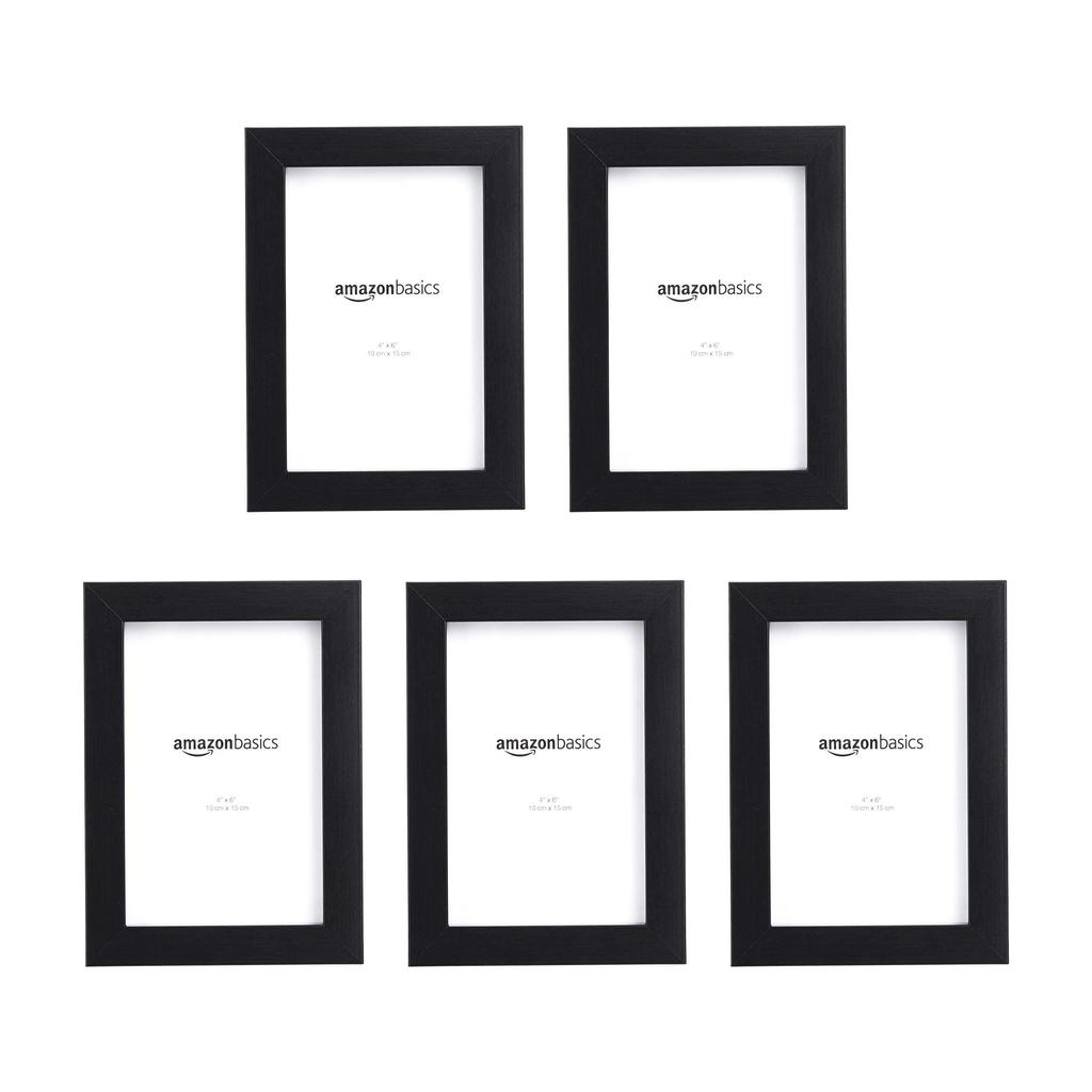 Amazon Basics Rectangular Photo Postcard Set of L x W cm Frames, Size, Black, 5, 15.2 10.2