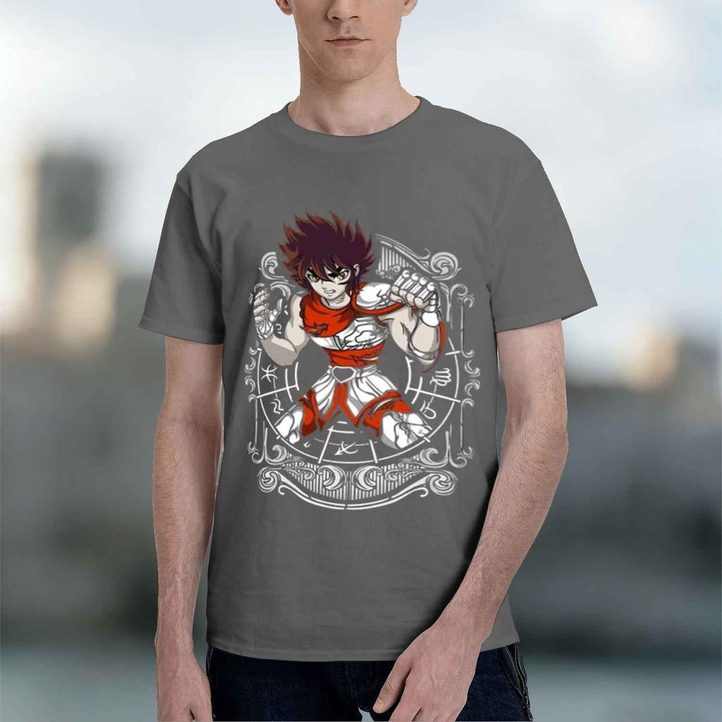 Anime Style Unisexs Tshirt Saint Seiya Character Design Summer Casual Wear Gift For Anime Fans 2026 New Model Shortsleeve Crewne