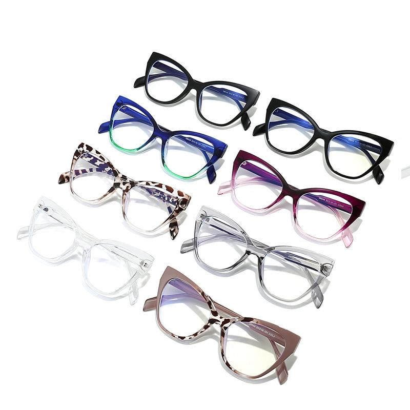 Women Cat Eye Optical Eyeglasses Blue Light Blocking Prescription Glasses Retro Fashion Contrasting Flat Light Eyewear