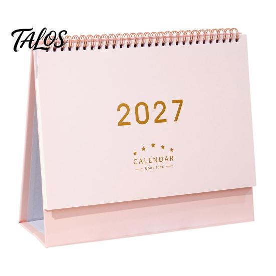 Monthly Organizer for Desk 2027 Calendar, Standing Flip Desktop Minimalist Gold Foil Cover Home Office Accessory Planner, Thick Paper Note Taking,