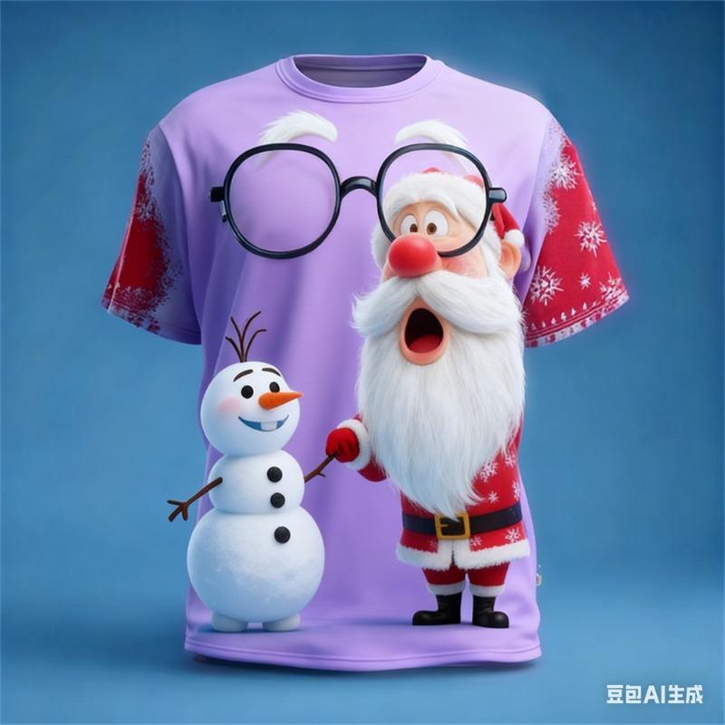 Weihnachten Herren T-Shirt Weihnachtsmann Muster Druck Herren Damen Rundhals T-Shirt Weihnachtsgrafik T-Shirts Neu in Oberteile & T-Shirts