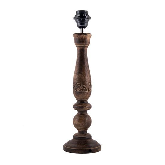58 Cm Floral Carved Black Wood Table Lamp with Green Shade Bedroom, Dining Room, Hotel Room, Living Room, Office Decorative Bulb Not Included