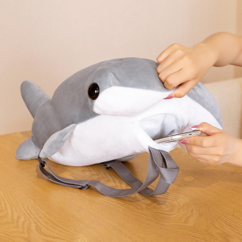 1pc 55cm Cute Hammerhead Shark Plush Backpack Toys Simulation Shark Toys Stuffed Soft Student Backpack For Children Kids Gift