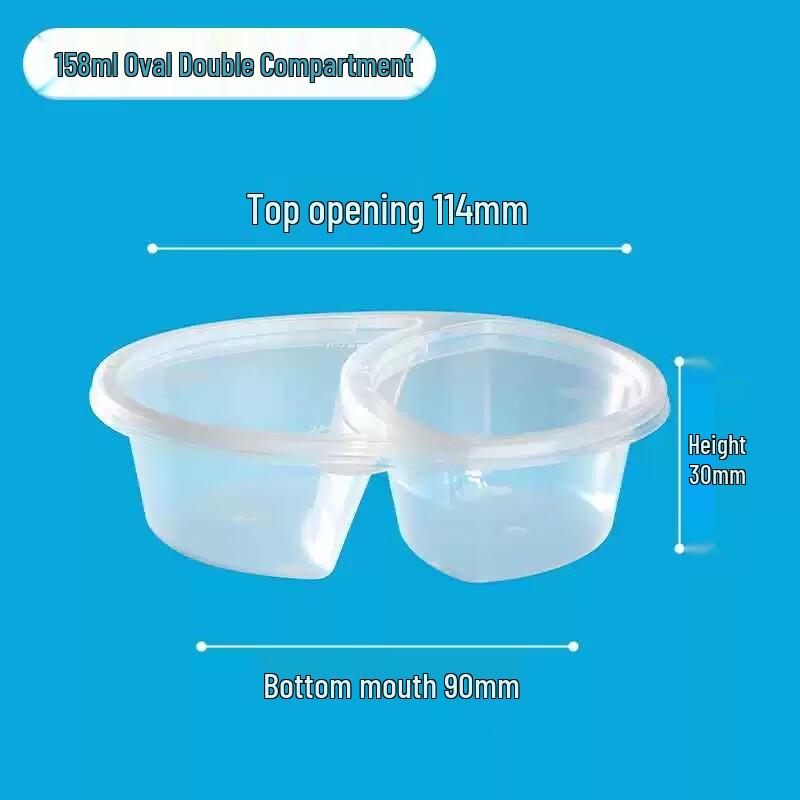 Miaojiayi Disposable Oval 2-Compartment Sauce Containers with Lids