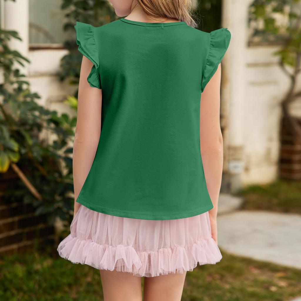 Kinder Freizeit Kurzarm Plissee Niedlich Rundhals Einfarbiges Oberteil