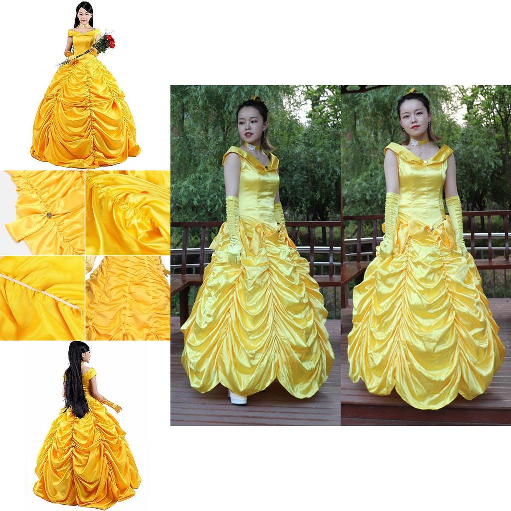 Elegant Fairytale Beauty And The Beast Princess Belle Cosplay Costume Dress For Women