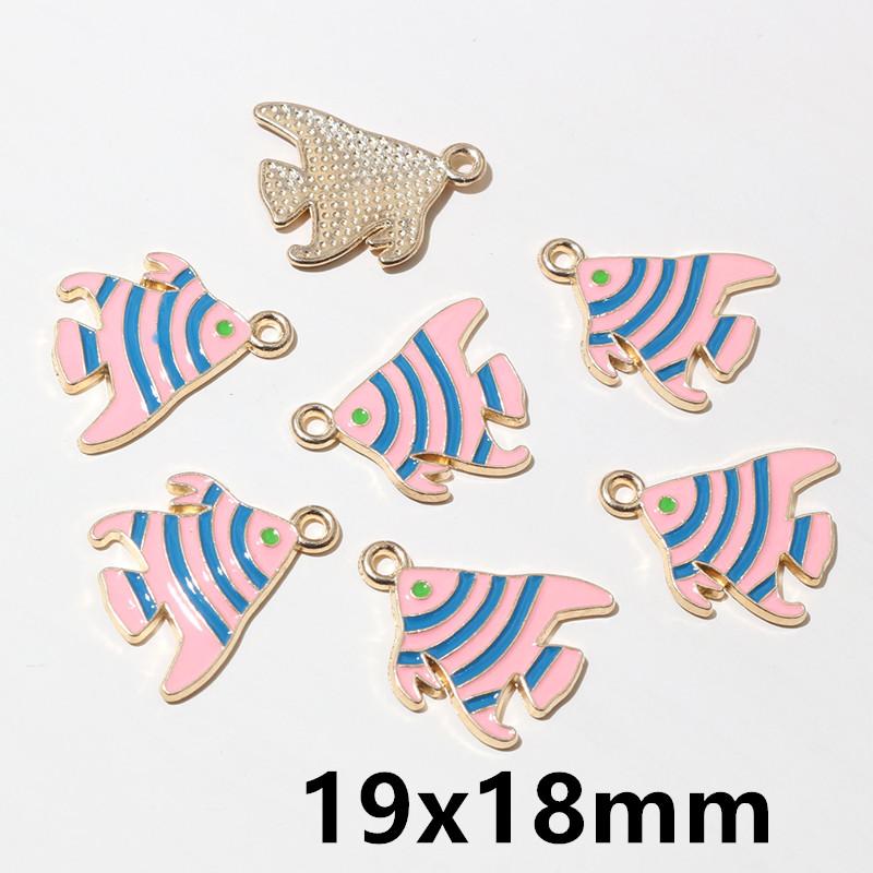 20pcs Enamel Fish Charms Pendant for Earrings Necklace Bracelet Findings Alloy Metal DIY Jewelry Making Accessories