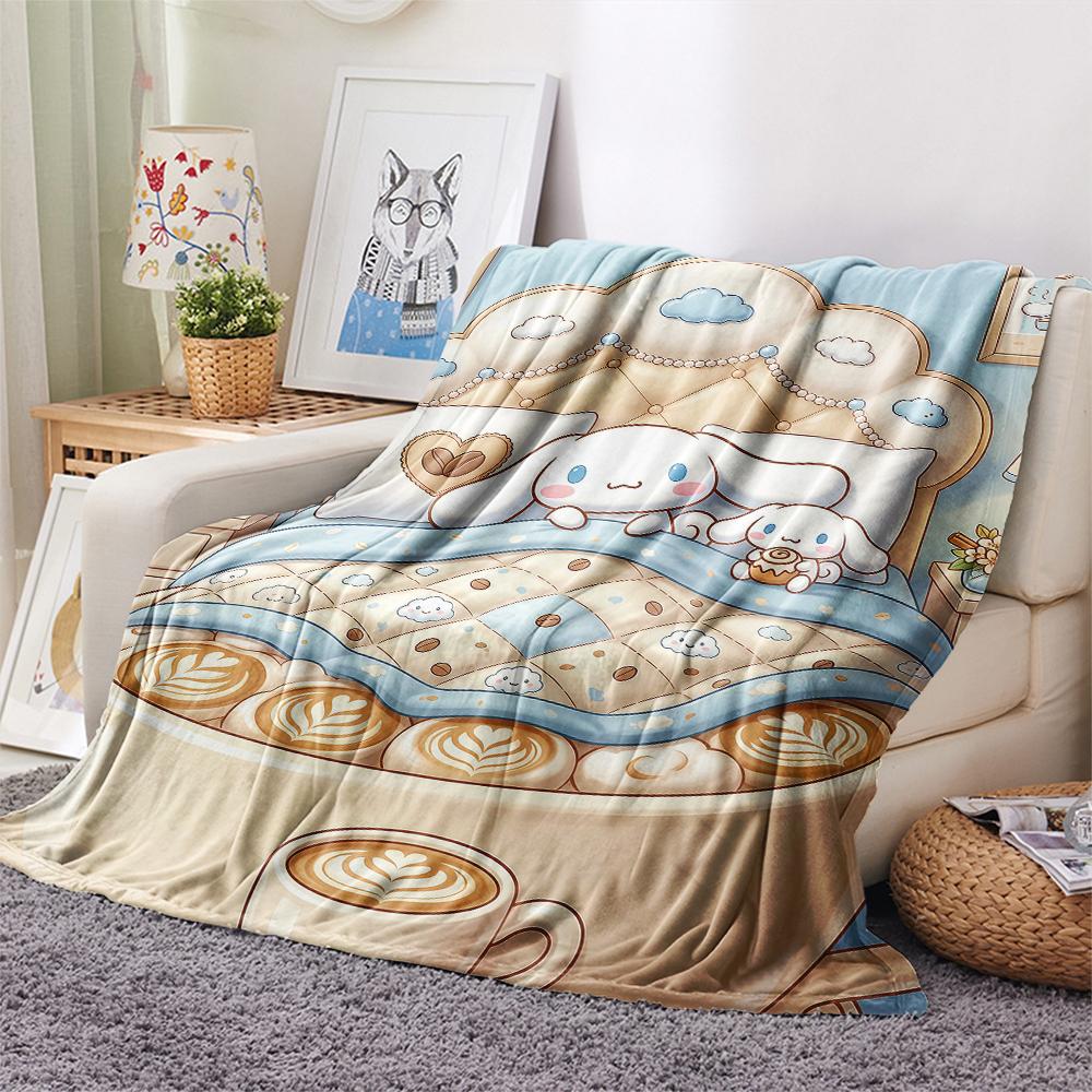 1 Stück Cinnamoroll-Print Flanelldecke, Hohe Qualität für alle Jahreszeiten, Heimdekoration, Wärme und Komfort, Perfekt für Weihnachtsgeschenke