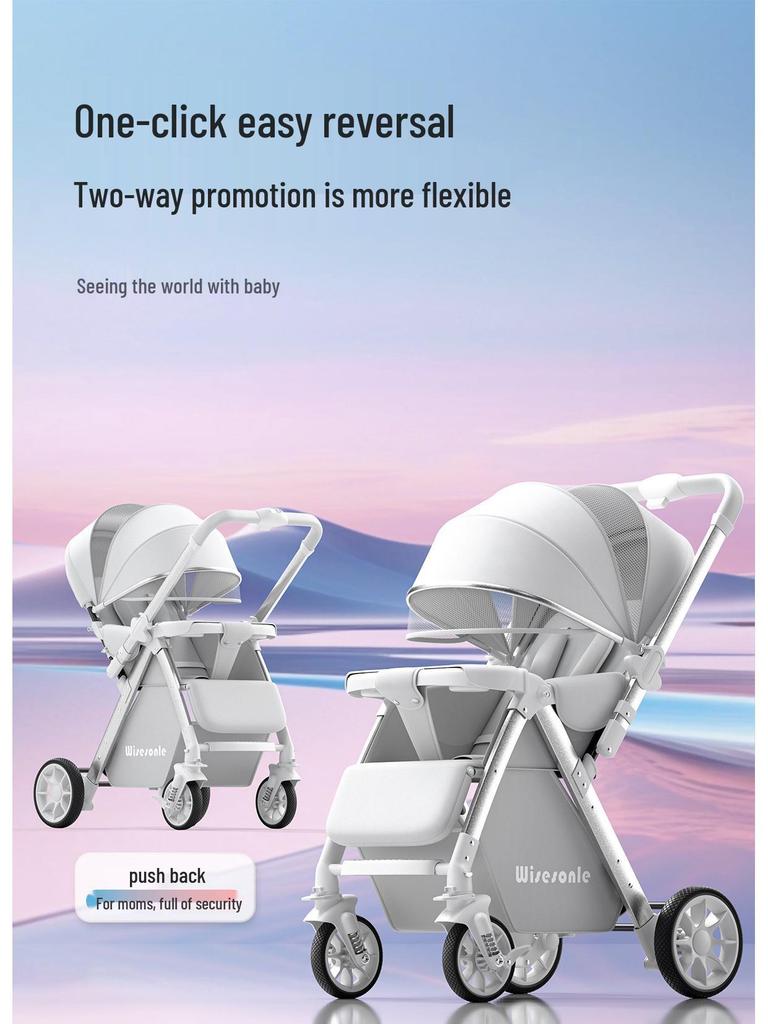 Convertible Lightweight Baby Stroller: High Landscape, Foldable, Shock-Absorbing for Sitting or Lying