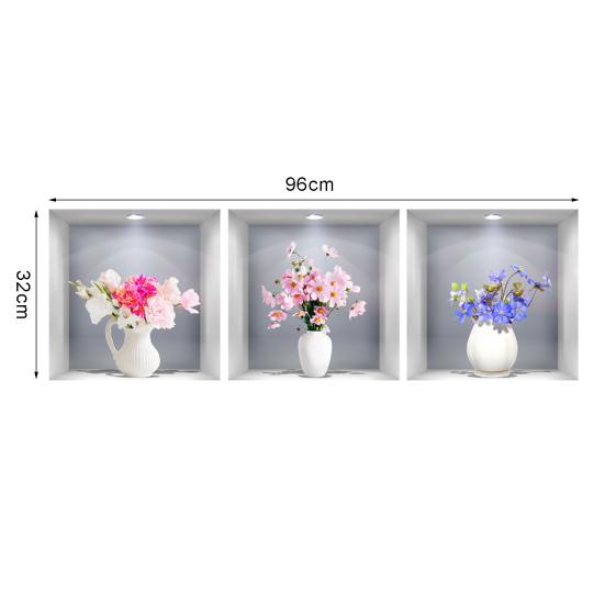 Kreatywne naklejki ścienne Wodoodporny efekt 3D Jasny kolor Fałszywy wazon na okno Naklejki ze wzorem
