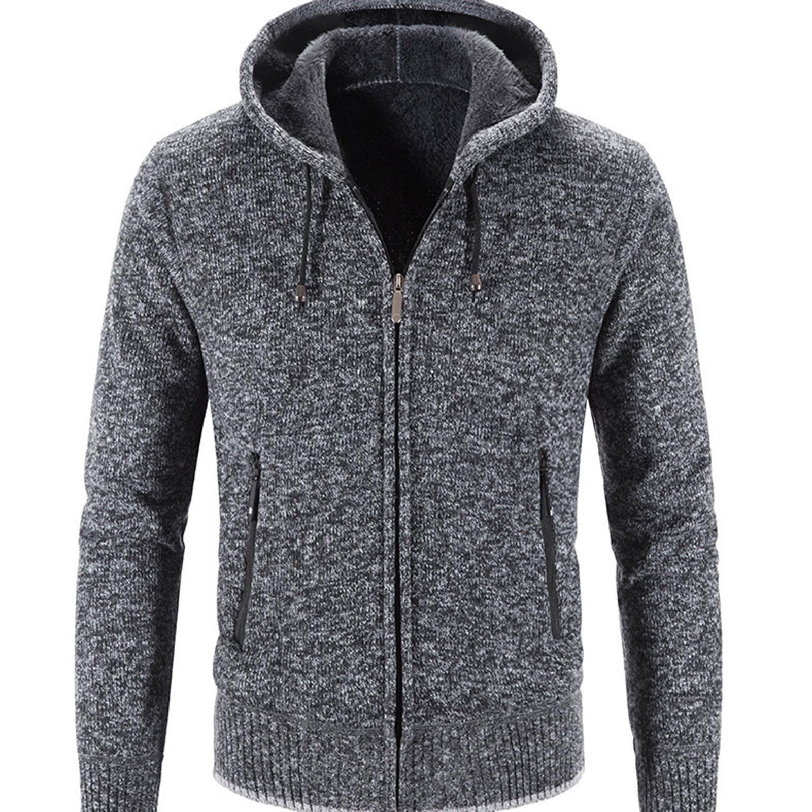 

Мужской вязаный свитер Свитер с капюшоном на молнии Кардиган XL