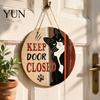 Indoor Pet House Accessory Wooden Welcome Sign for Front Door, Decorative Dog Paw Wall Hanging Plaque with Creative Animal Print Art Hemp Rope Lovers,