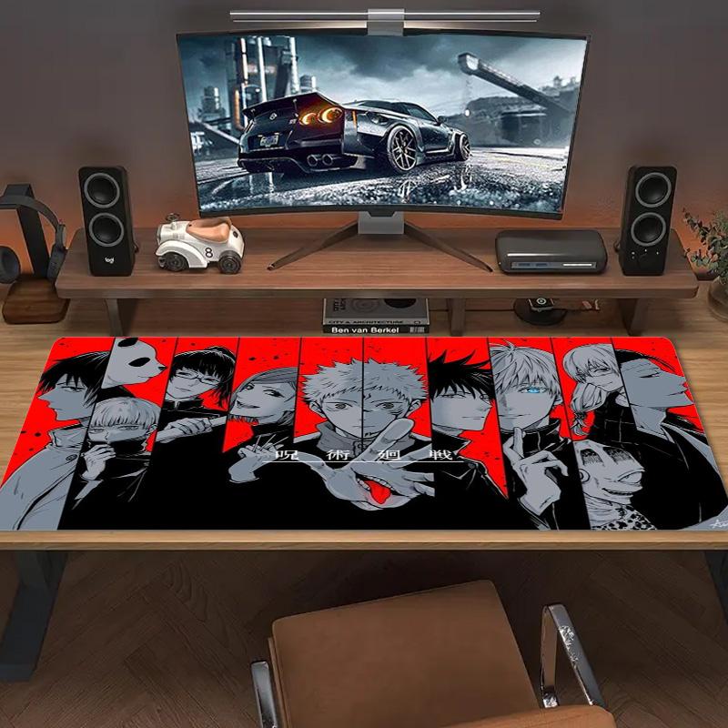 Tappetino per Mouse Colorato Anime Jujutsu Kaisen Grande Cuscino per Tavolo da Gioco Antiscivolo per Laptop Tablet Mousepad Grande Tappetino XXL Mini PC Playmat Con Bordo Lock
