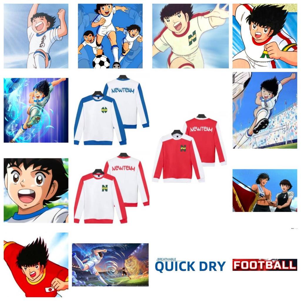 Captain Tsubasa Atom Hutton Football Soccer Sweatshirt Jacket Jersey Japan Cartoon Animation Print Breathable Quick Dry Vintage Long Sleeve Uniform