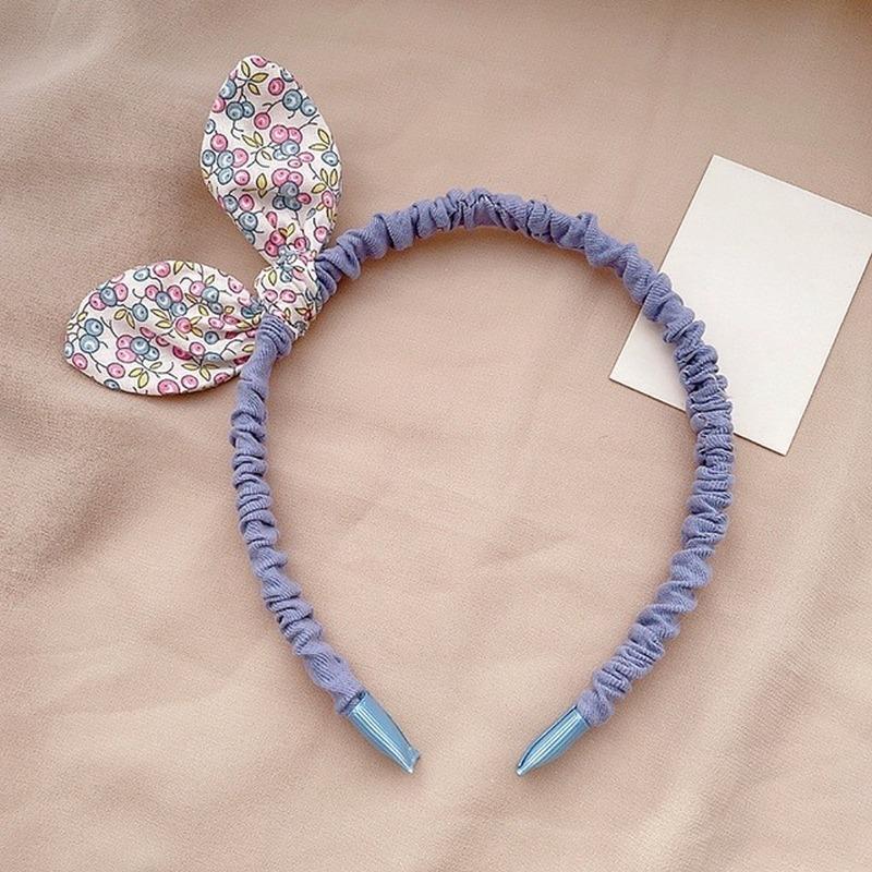 Retro Flowers Print Kids Hairband Bowknot Headband Cloth Rabbit Ears Women Girls Accessories Head Hoop