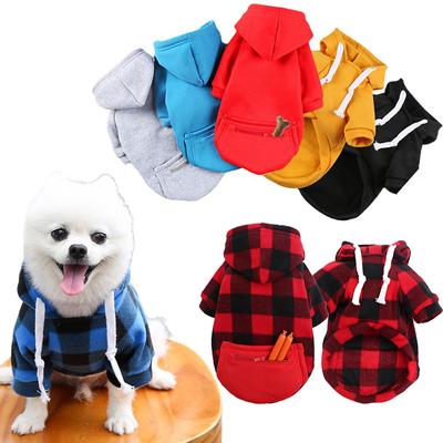 Moletons sólidos para cães Roupas para animais de estimação com bolso Roupas quentes de inverno para cães pequenos, médios e grandes Pug Chihuahua Ropa Para