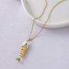 Bunter Emaillierter Beweglicher Fisch Anhänger Halskette Goldkette Süßer Meeresstil Schmuck für Damen Sommer Strand Täglich Geschenk