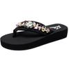 Fashion Rivet Big Size Beach Shoes Rubber Flip Flops Woman's Slippers Slides Low Sabot Hawaiian 2025 Flat Cotton Fabric Metal Decoration