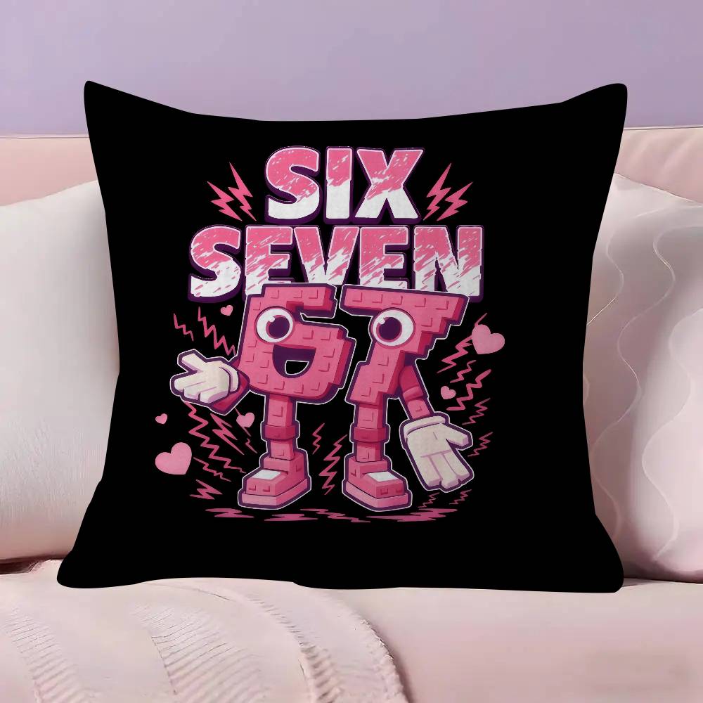 Cartoon 67 Six Seven  Cushion Cover Pillow Cover Decor Pillowcase Printed Cushion Case for Couch