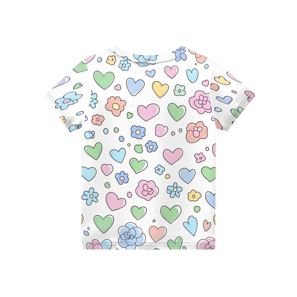 Children's Printed Round Neck Short Sleeved Casual T-shirt