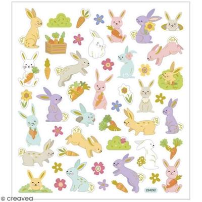 Sticker - Creotime - Osterhasen - 47 Stück - Mehrfarbig - Kind/Unisex