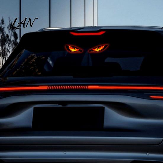 Solar Car Led Light Strip Devil Eyes for Windshield, Window Warning Sign with Three Smart Modes, Universal Lighting Kit LED Digital Panel, Suction Cup