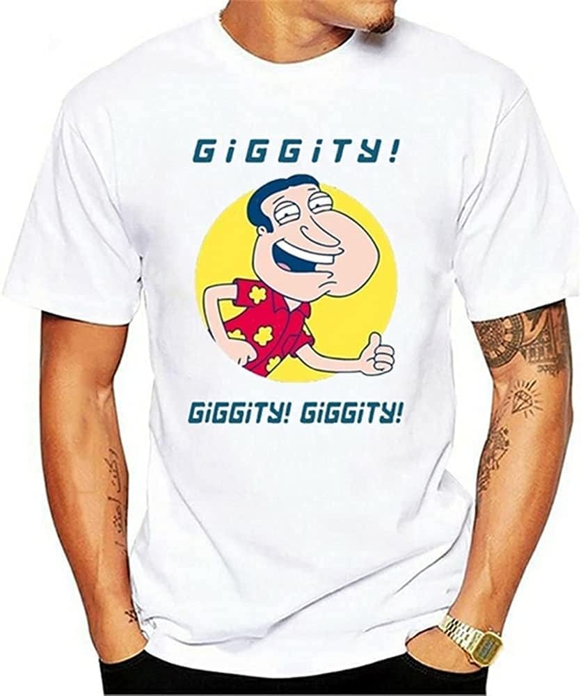 Button Down Shirts 100% Cotton Men Family Glenn Quagmire Giggity O-Neck Short-Sleeve Tees White XL белый