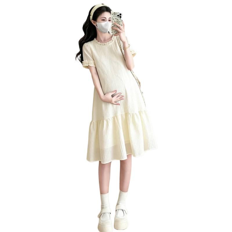 2026 Summer Fresh Korean-Style Mid-Length Maternity Dress: Youthful, Slimming, and Tummy-Covering Design