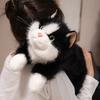 Brinquedo de Pelúcia Gato Siamês Realista com Som Animal de Pelúcia Macio Gatinho Companheiro Realista para Abraçar Presente de Aniversário para Crianças Amantes de Gatos