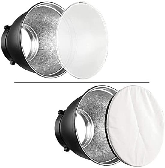 SOONPHO Standard Reflector Set with and Includes 3 Honeycomb White Soft Glass Diffuser Lamp Shade and Bowens Mount Strobe 7-inch (18cm) 20°, 40°, 60°