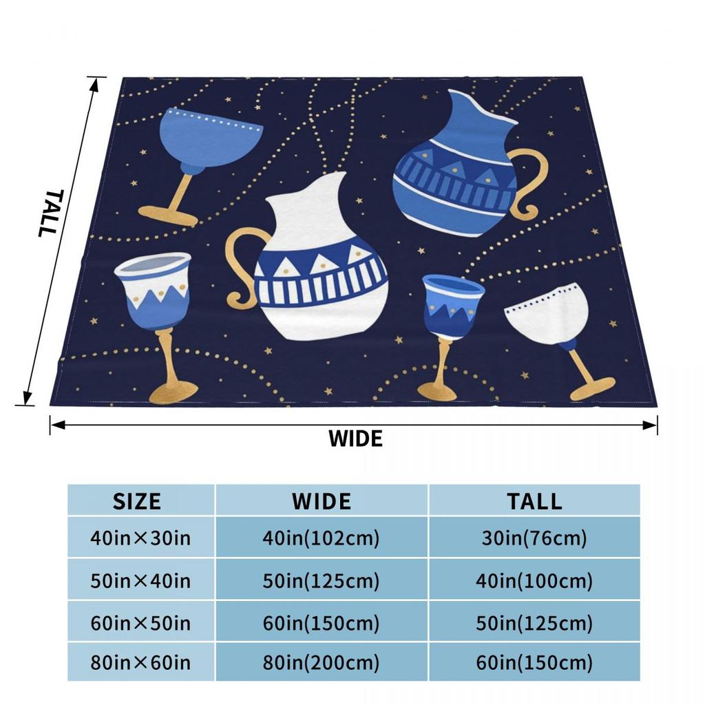 Happy Hanukkah Jewish Menorah Fleece Blanket Religious Funny Throw Blankets for Home Hotel Sofa 125*100cm Plush Thin Quilt