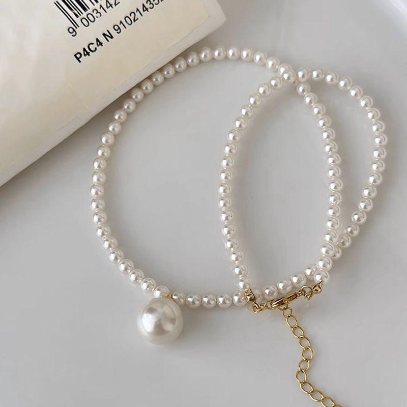 NK-237 Pearl Pendant Round Pearl Necklace, Internet Celebrity Style, High-End Light Luxury, Women's Fashion.