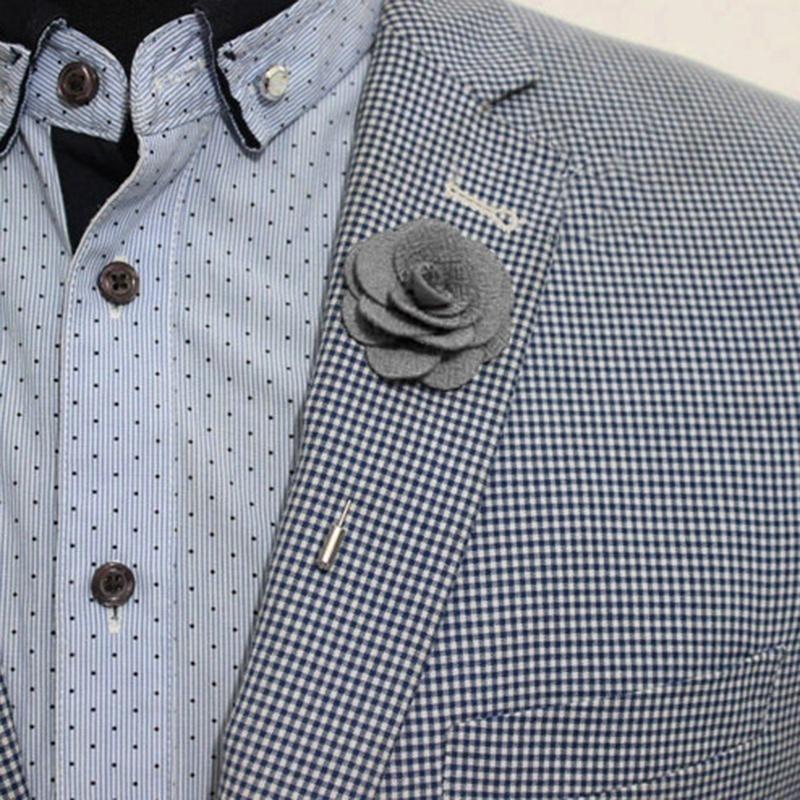 Lapel Flower Daisy Handmade Boutonniere Stick Brooch Pin Men's Accessories