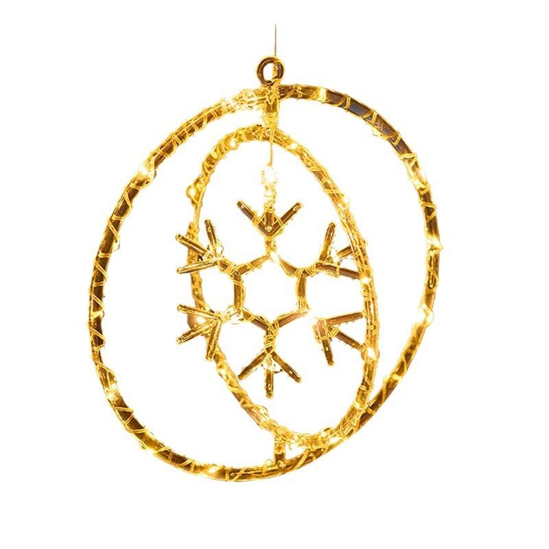 Christmas Decoration 3D Pentagram  Moon  Elk Snowflakes Hanging Lights for Christmas Windows Holidays