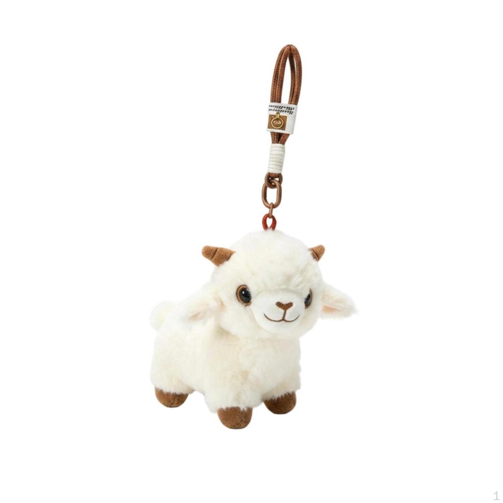Soft Sheep Pendant Simulated Fleece Keychain Charm Embroidered Face Doll