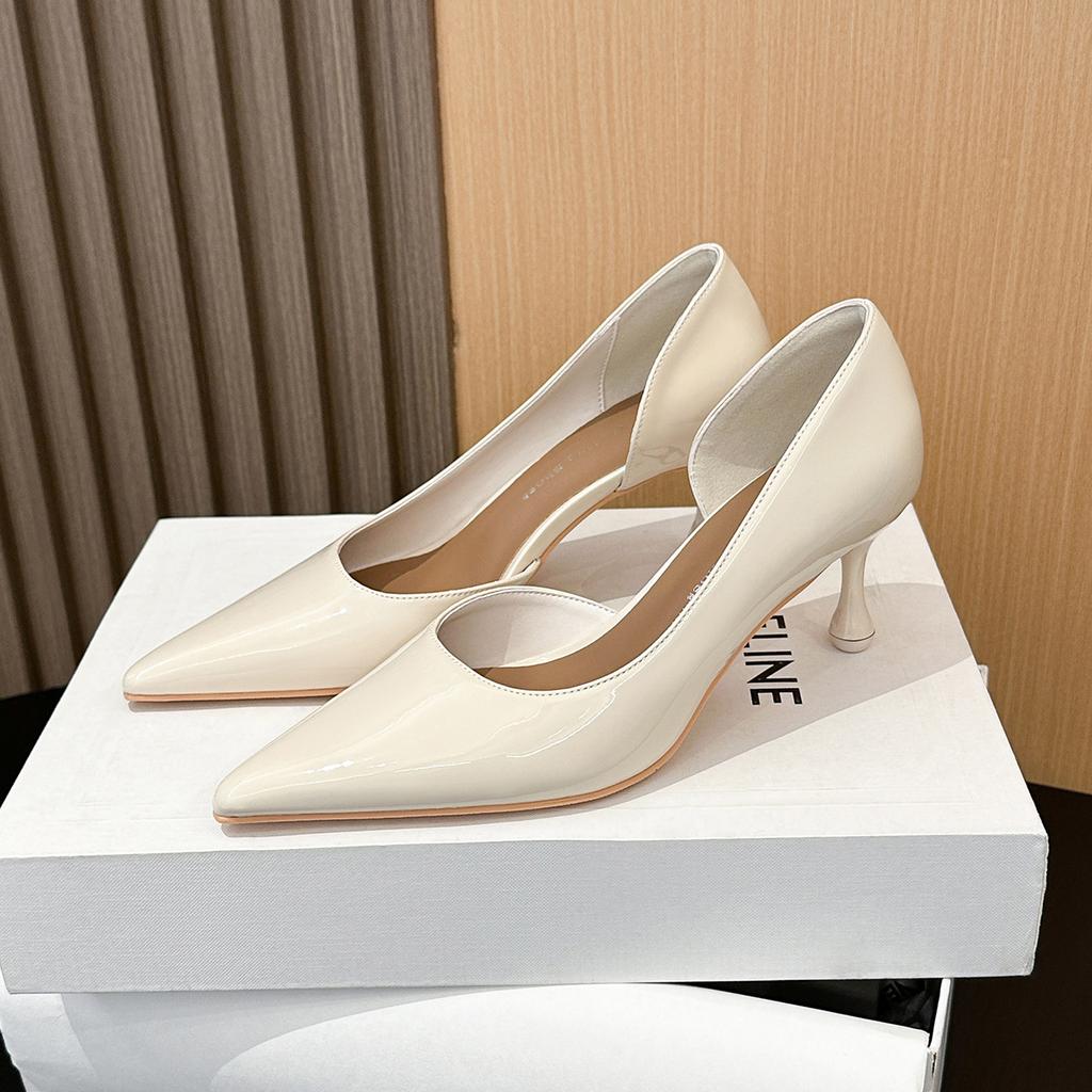 701-2 French Fashion Pointed High-heeled Single Shoes Women's New Simple Side Empty Shallow Mouth Stiletto Single Shoes Commuter Women's Shoes