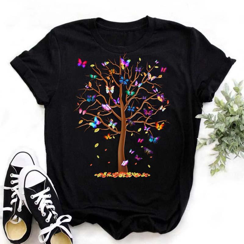 Women Graphic Flower Floral Printed T-shirts Cute 90s Style Vintage Print Tops Lady Tees Clothing Female T Shirt Womens T-Shirts