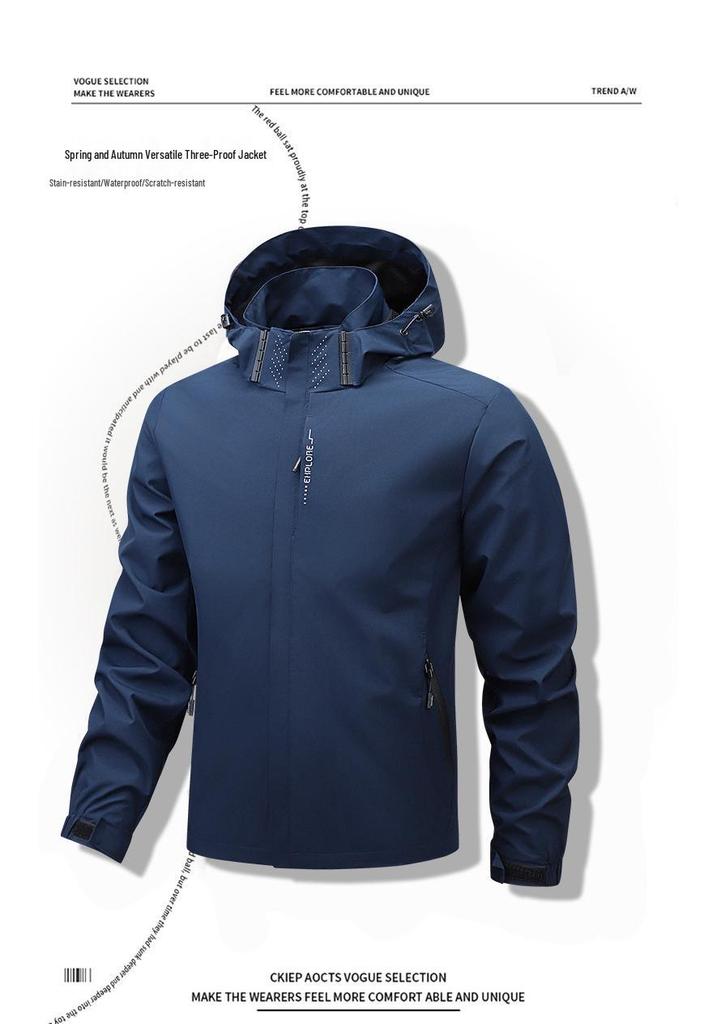 Men's Windproof Waterproof Jacket - European Size, Spring/Autumn, Mountaineering, Single-Layer, Casual Flight Outerwear